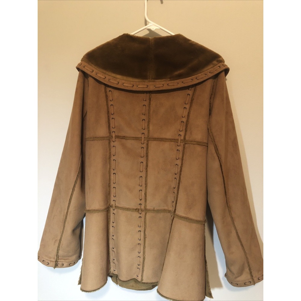 Dennis Basso Brown Faux Suede Button Front Jacket Hippie Vibes 70's - Picture 5 of 5